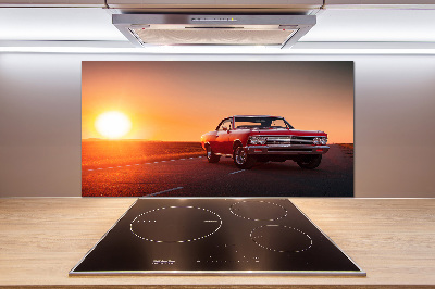 Pannello paraschizzi cucina con decorazione di auto rossa