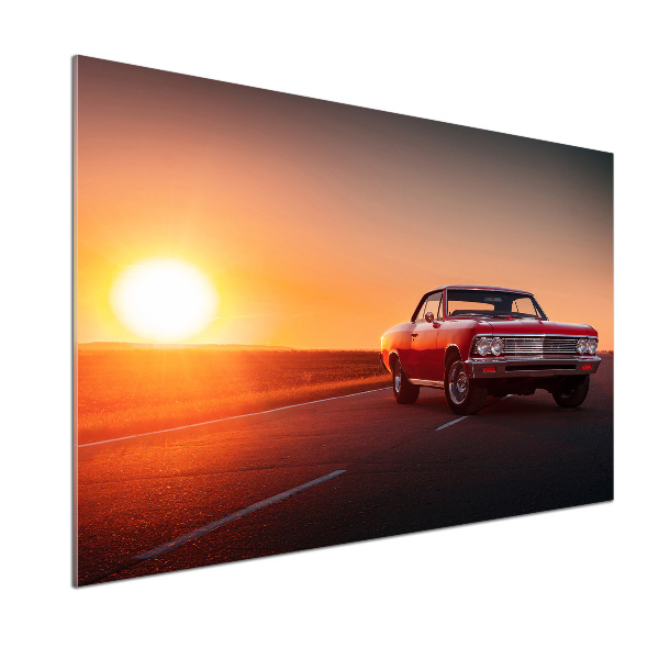 Pannello paraschizzi cucina con decorazione di auto rossa