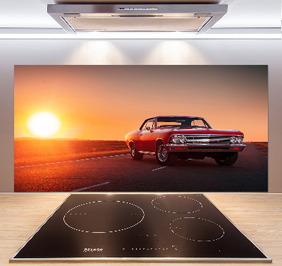 Pannello paraschizzi cucina con decorazione di auto rossa