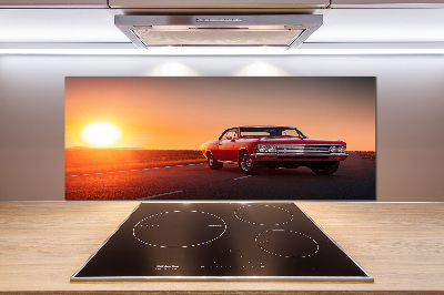 Pannello paraschizzi cucina con decorazione di auto rossa