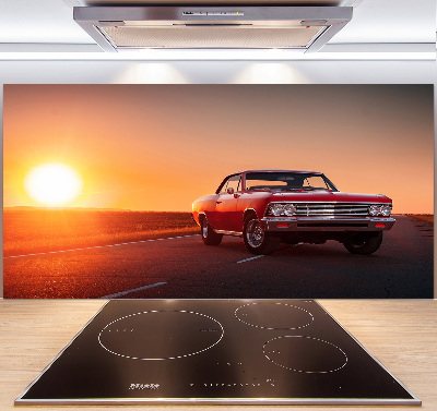 Pannello paraschizzi cucina con decorazione di auto rossa