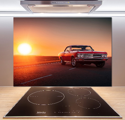 Pannello paraschizzi cucina con decorazione di auto rossa