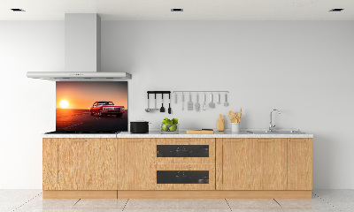 Pannello paraschizzi cucina con decorazione di auto rossa