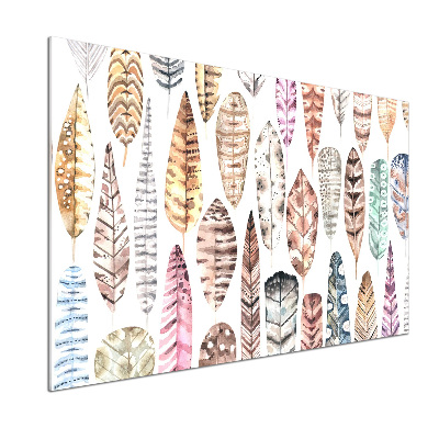 Rivestimento parete cucina con motivo di piume colorate