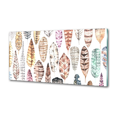 Rivestimento parete cucina con motivo di piume colorate