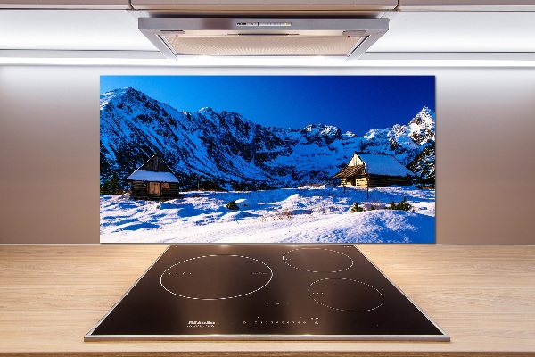 Pannello retrocucina con stampa 'Case sui monti Tatra'