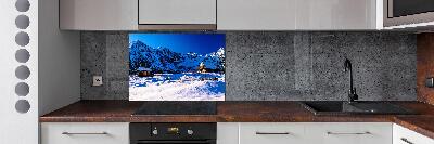 Pannello retrocucina con stampa 'Case sui monti Tatra'