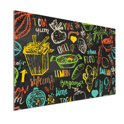 Pannello paraschizzi cucina con stampa a tema cibo thailandese