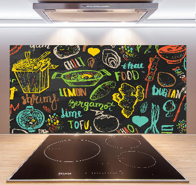Pannello paraschizzi cucina con stampa a tema cibo thailandese