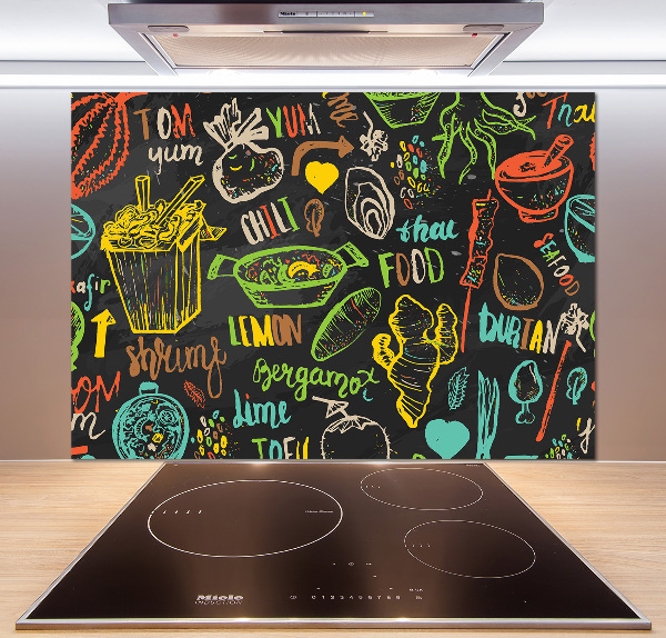 Pannello paraschizzi cucina con stampa a tema cibo thailandese