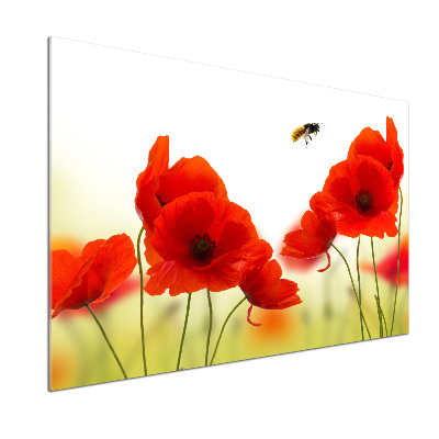 Rivestimento parete cucina con motivo a papaveri