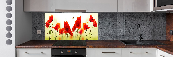 Rivestimento parete cucina con motivo a papaveri