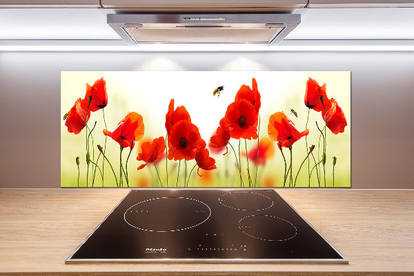 Rivestimento parete cucina con motivo a papaveri