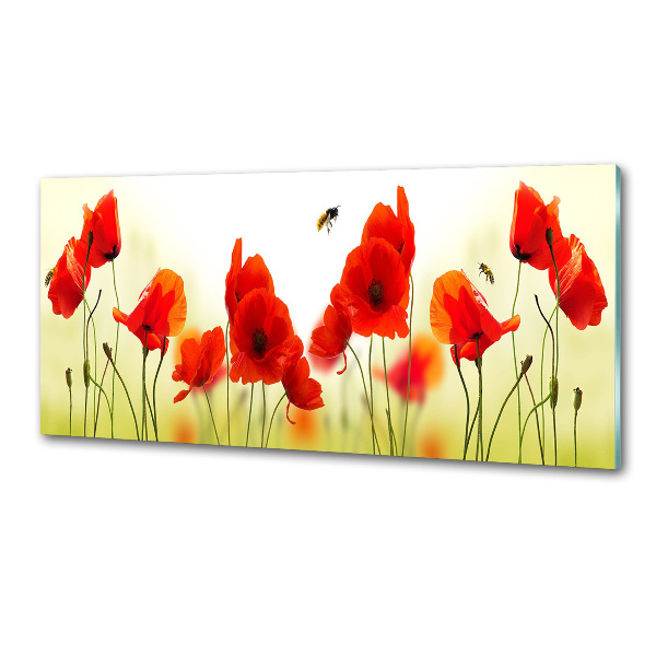 Rivestimento parete cucina con motivo a papaveri