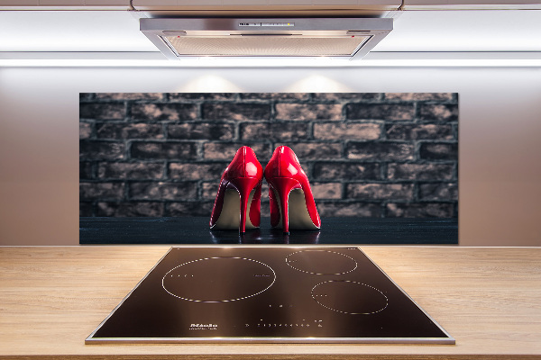 Pannello paraschizzi cucina con motivo e colore rosso ispirato a scarpe con il tacco