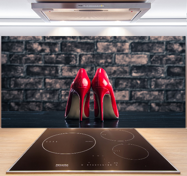 Pannello paraschizzi cucina con motivo e colore rosso ispirato a scarpe con il tacco