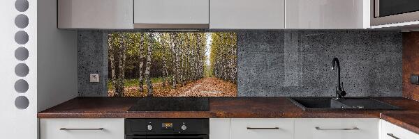 Pannello paraschizzi cucina con decorazione Viale delle betulle