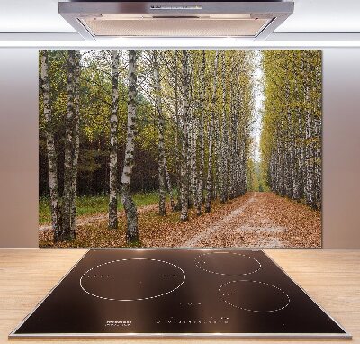 Pannello paraschizzi cucina con decorazione Viale delle betulle