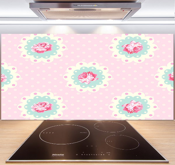Rivestimento parete cucina con motivo a rose