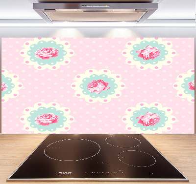 Rivestimento parete cucina con motivo a rose