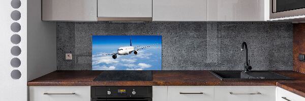 Pannello retrocucina con decorazione raffigurante un aereo in volo