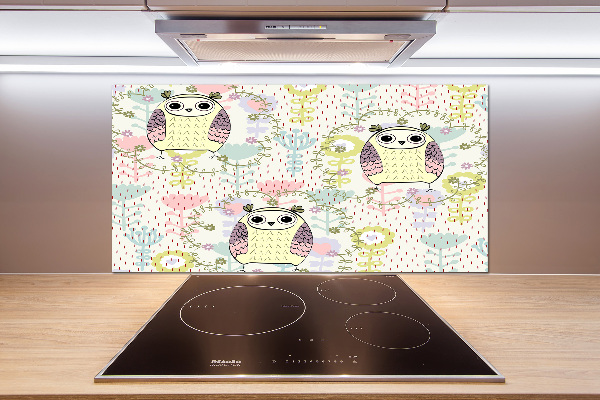 Pannello retrocucina con motivo di gufi