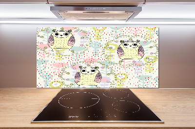 Pannello retrocucina con motivo di gufi