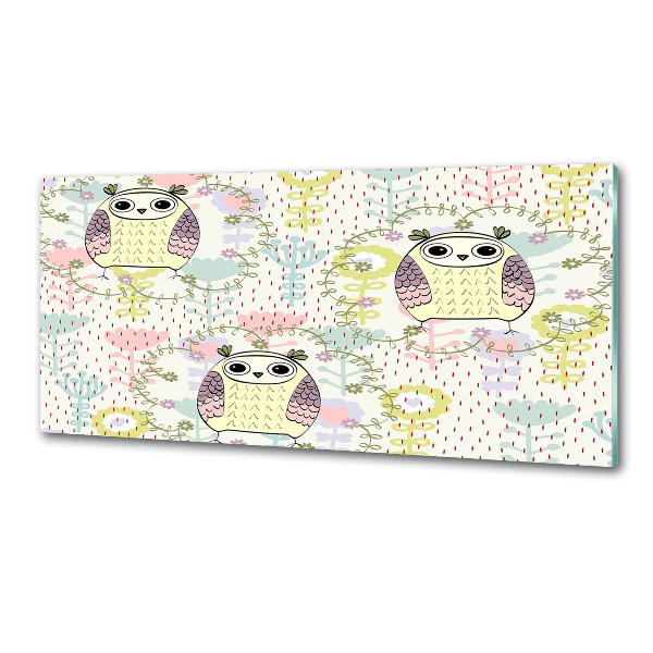 Pannello retrocucina con motivo di gufi