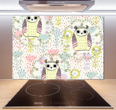 Pannello retrocucina con motivo di gufi