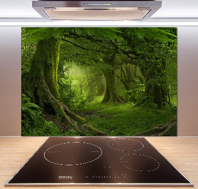 Rivestimento parete cucina con motivo a giungla tropicale