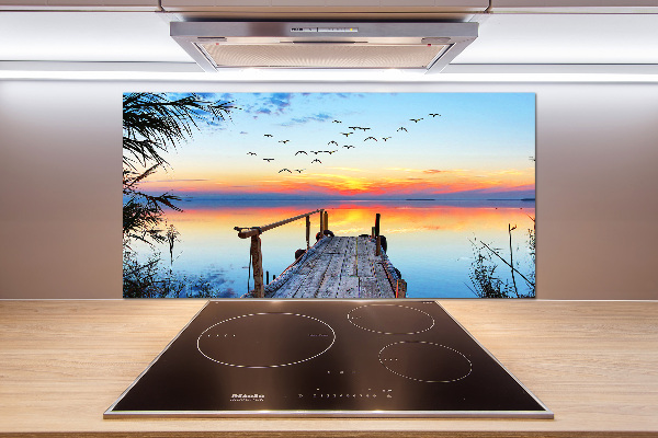 Pannello paraschizzi cucina con stampa raffigurante un molo sul lago