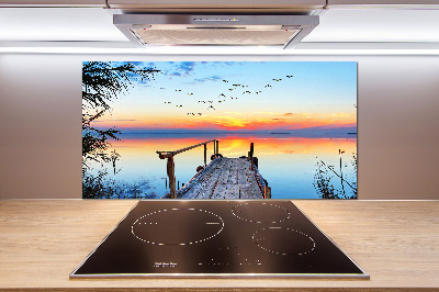 Pannello paraschizzi cucina con stampa raffigurante un molo sul lago