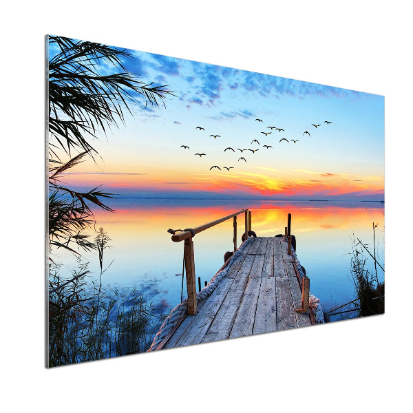 Pannello paraschizzi cucina con stampa raffigurante un molo sul lago