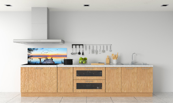 Pannello paraschizzi cucina con stampa raffigurante un molo sul lago