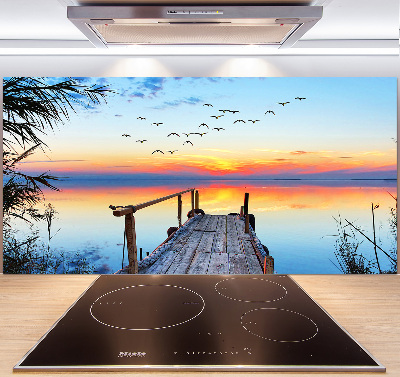 Pannello paraschizzi cucina con stampa raffigurante un molo sul lago