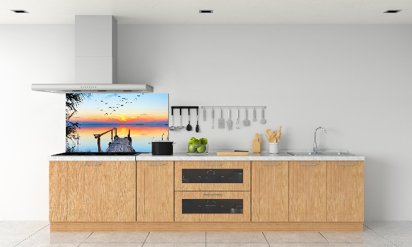 Pannello paraschizzi cucina con stampa raffigurante un molo sul lago