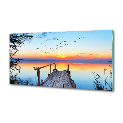 Pannello paraschizzi cucina con stampa raffigurante un molo sul lago