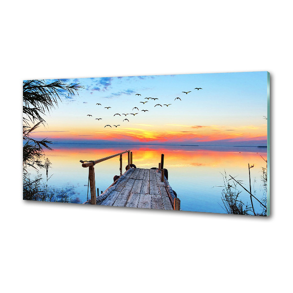 Pannello paraschizzi cucina con stampa raffigurante un molo sul lago