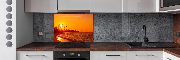 Pannello retrocucina con stampa raffigurante una spiaggia al tramonto