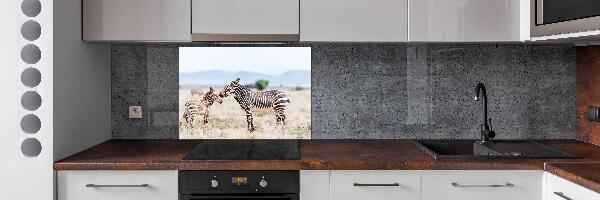 Pannello paraschizzi cucina con decorazione a motivo di zebre in un paesaggio di montagna