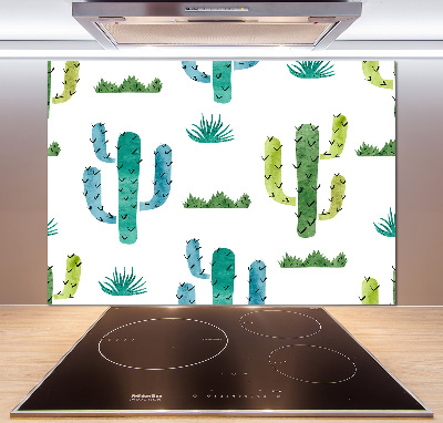 Rivestimento parete cucina con motivo cactus