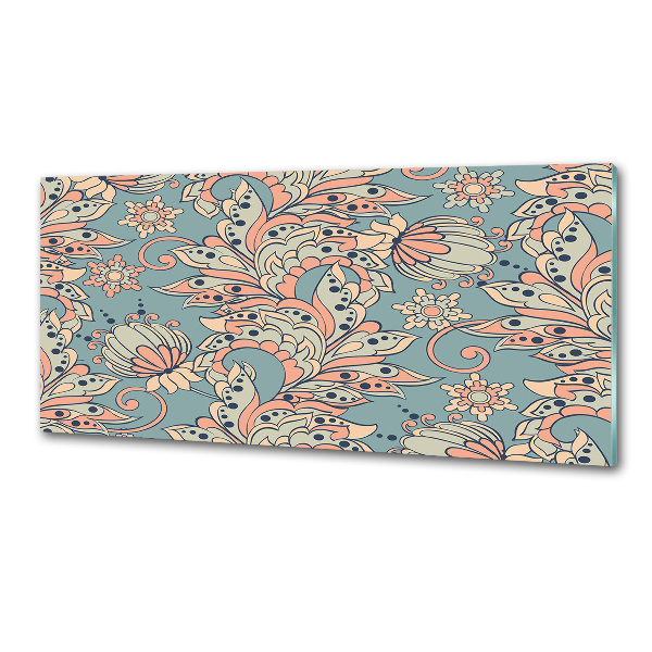 Pannello paraschizzi cucina con motivo a fiori etnici