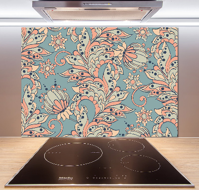 Pannello paraschizzi cucina con motivo a fiori etnici