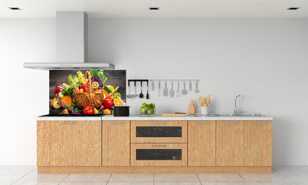 Pannello retrocucina con stampa di cesto di frutta e verdura