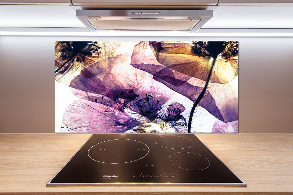 Rivestimento parete cucina con motivo papaveri secchi