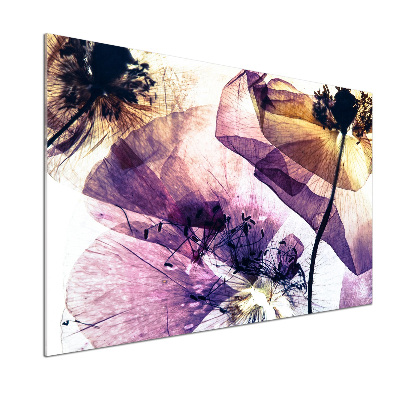 Rivestimento parete cucina con motivo papaveri secchi