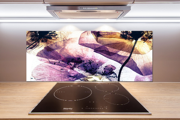 Rivestimento parete cucina con motivo papaveri secchi