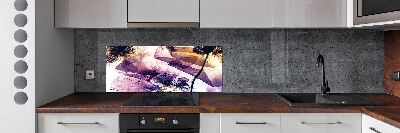 Rivestimento parete cucina con motivo papaveri secchi