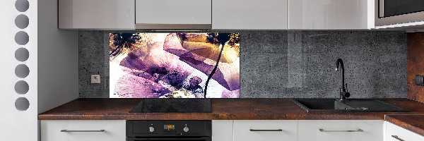 Rivestimento parete cucina con motivo papaveri secchi