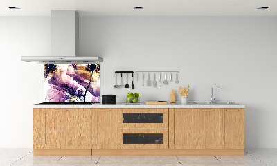 Rivestimento parete cucina con motivo papaveri secchi